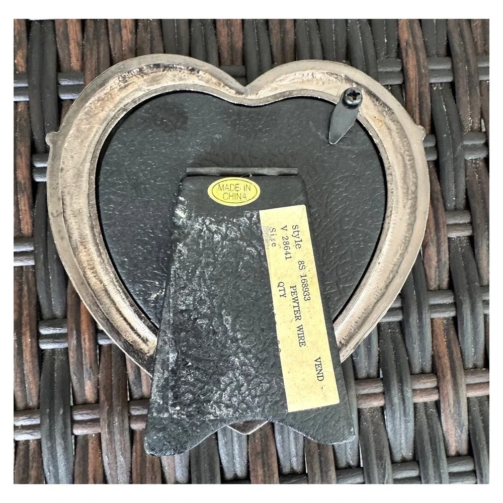 Vintage Silver Tone Heart Picture Frame 3x3 Romantic Cottage Farmhouse Decor